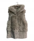 DAMA collectionダーマコレクション）の古着「カシミヤファー&ラムファー フード付きジレ　」｜ベージュ