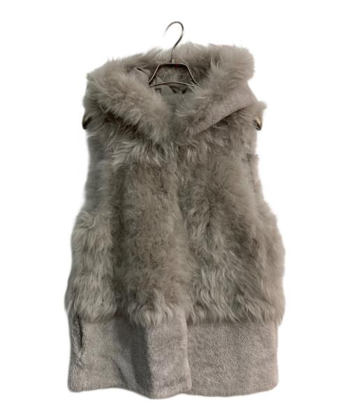 DAMA collection（ダーマコレクション）DAMA collection (ダーマコレクション) カシミヤファー&ラムファー フード付きジレ　 ベージュ サイズ:1の古着・服飾アイテム