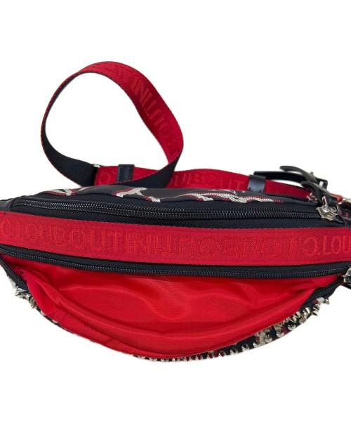 Christian Louboutin（クリスチャン・ルブタン）Christian Louboutin (クリスチャン・ルブタン) スタッズウエストバッグ ブラック×レッドの古着・服飾アイテム