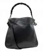 GUCCIグッチ）の古着「バンブーハンドルレザーショルダーバッグ」｜ブラック