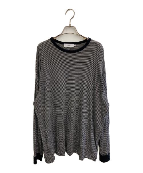 Graphpaper（グラフペーパー）Graphpaper (グラフペーパー) Wool Border L/S Tee ブラック×ホワイト サイズ:2の古着・服飾アイテム