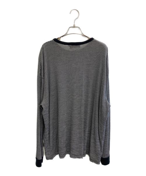 Graphpaper（グラフペーパー）Graphpaper (グラフペーパー) Wool Border L/S Tee ブラック×ホワイト サイズ:2の古着・服飾アイテム