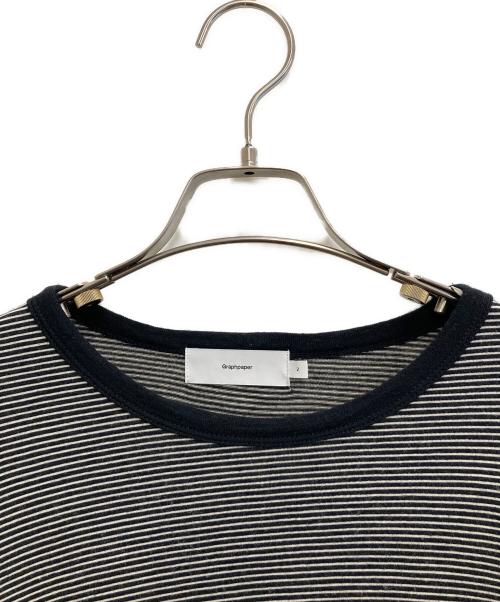 Graphpaper（グラフペーパー）Graphpaper (グラフペーパー) Wool Border L/S Tee ブラック×ホワイト サイズ:2の古着・服飾アイテム