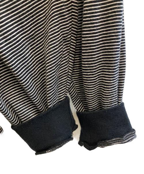 Graphpaper（グラフペーパー）Graphpaper (グラフペーパー) Wool Border L/S Tee ブラック×ホワイト サイズ:2の古着・服飾アイテム