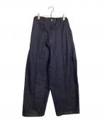 SAGE NATIONセイジ ネーション）の古着「DENIM BOX PLEAT TROUSER」｜インディゴ