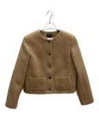 theoryセオリー）の古着「ノーカラーツイードジャケット」｜キャメル