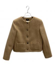 theory（セオリー）の古着「ノーカラーツイードジャケット」｜キャメル