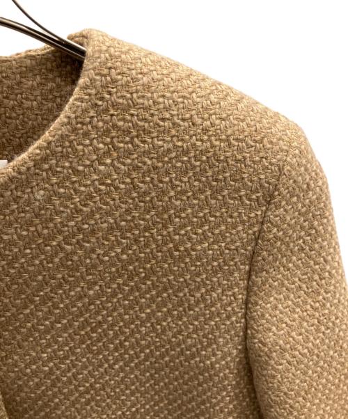 theory（セオリー）theory (セオリー) ノーカラーツイードジャケット キャメル サイズ:2の古着・服飾アイテム