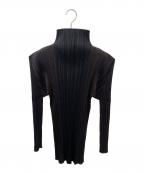 PLEATS PLEASEプリーツプリーズ）の古着「ハイネックプリーツカットソー」｜ブラック×ブラウン