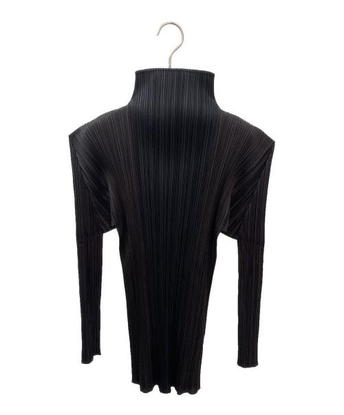 PLEATS PLEASE（プリーツプリーズ）PLEATS PLEASE (プリーツプリーズ) ハイネックプリーツカットソー ブラック×ブラウン サイズ:Freeの古着・服飾アイテム