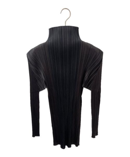 PLEATS PLEASE（プリーツプリーズ）PLEATS PLEASE (プリーツプリーズ) ハイネックプリーツカットソー ブラック×ブラウン サイズ:Freeの古着・服飾アイテム
