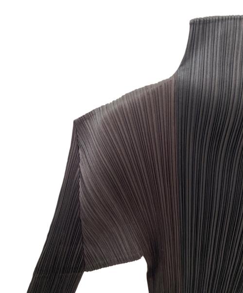 PLEATS PLEASE（プリーツプリーズ）PLEATS PLEASE (プリーツプリーズ) ハイネックプリーツカットソー ブラック×ブラウン サイズ:Freeの古着・服飾アイテム