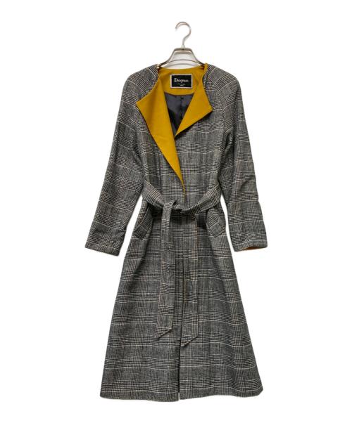 Diagram（ダイアグラム）Diagram (ダイアグラム) ショールカラーチェックガウン グレー サイズ:36の古着・服飾アイテム