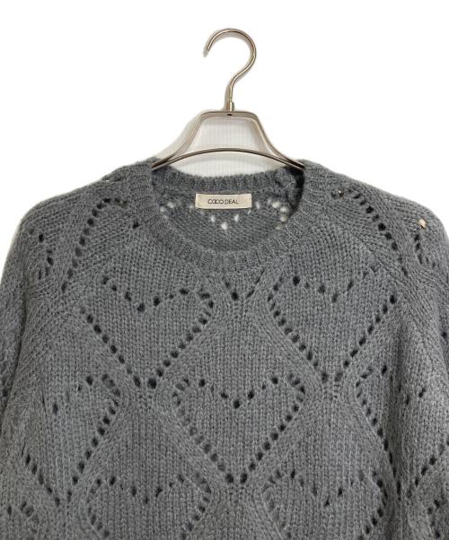 COCODEAL（ココディール）COCODEAL (ココディール) 　ハート柄編みニット　 グレー サイズ:2の古着・服飾アイテム