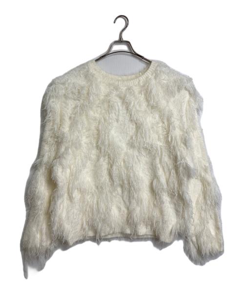 COCODEAL（ココディール）COCODEAL (ココディール) フェザーフリンジジャカードニット　長袖ニット アイボリー サイズ:2の古着・服飾アイテム