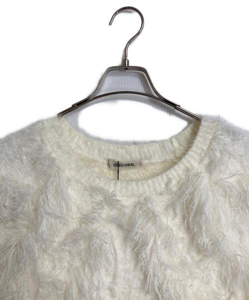 COCODEAL（ココディール）COCODEAL (ココディール) フェザーフリンジジャカードニット　長袖ニット アイボリー サイズ:2の古着・服飾アイテム