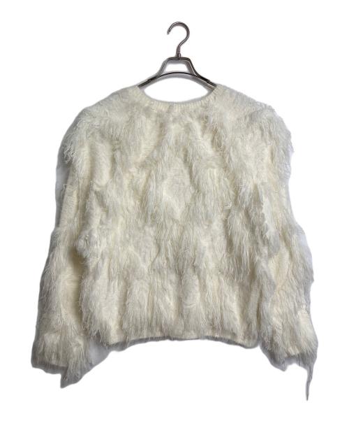 COCODEAL（ココディール）COCODEAL (ココディール) フェザーフリンジジャカードニット　長袖ニット アイボリー サイズ:2の古着・服飾アイテム