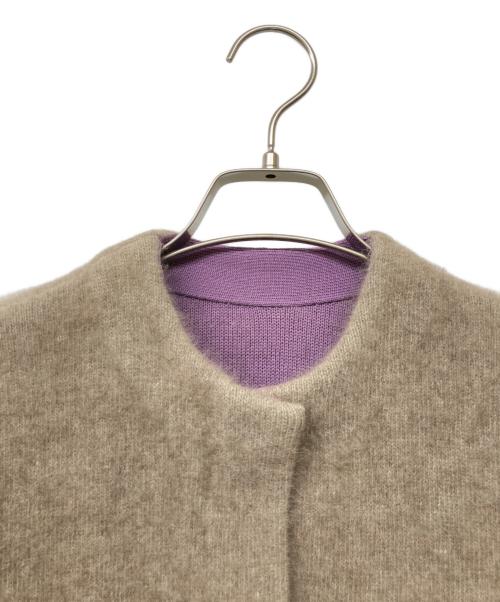ELENDEEK（エレンディーク）ELENDEEK (エレンディーク) ラクーンカーディガン ベージュ×パープル サイズ:Fの古着・服飾アイテム