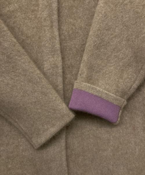 ELENDEEK（エレンディーク）ELENDEEK (エレンディーク) ラクーンカーディガン ベージュ×パープル サイズ:Fの古着・服飾アイテム