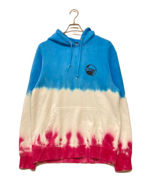 stussy（ステューシー）stussy (ステューシー) タイダイ染めプルオーバーパーカー ブルー×ピンク サイズ:M 未使用品の古着・服飾アイテム