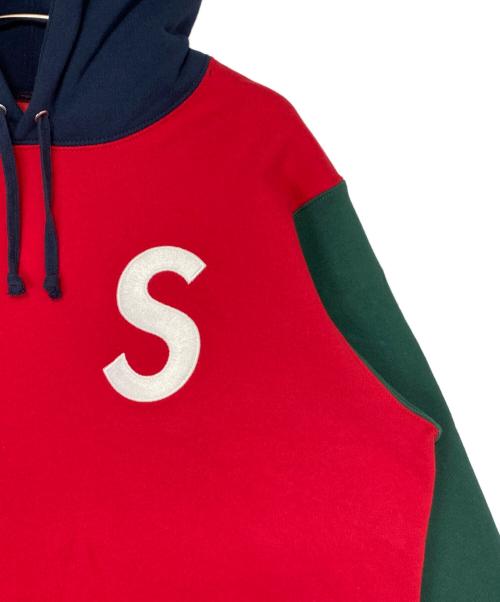 SUPREME（シュプリーム）SUPREME (シュプリーム) S Logo Colorblocked Hooded Sweatshirt レッド サイズ:Mの古着・服飾アイテム