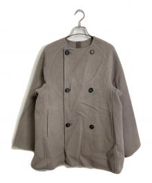 ROPE（ロペ）の古着「リバーショートビーバーダブルボタンコート　ショートコート　ウールコート　アウター」｜グレージュ
