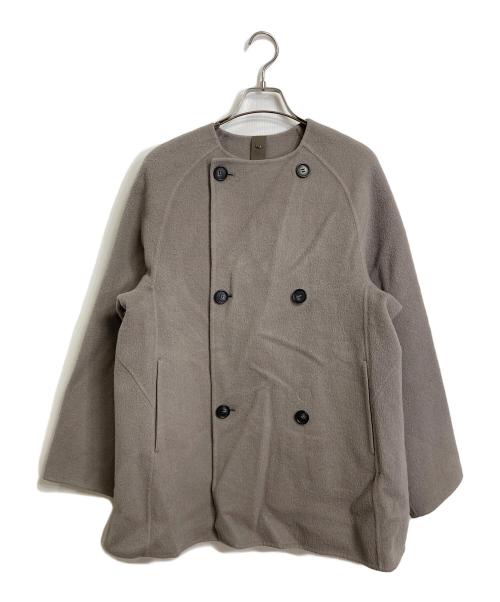 ROPE（ロペ）ROPE (ロペ) リバーショートビーバーダブルボタンコート　ショートコート　ウールコート　アウター グレージュ サイズ:38の古着・服飾アイテム