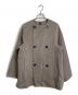 ROPE（ロペ）の古着「リバーショートビーバーダブルボタンコート　ショートコート　ウールコート　アウター」｜グレージュ