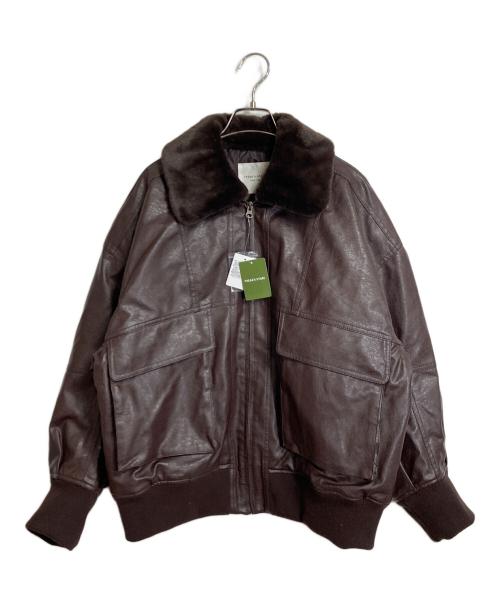 FREAK'S STORE（フリークスストア）FREAK'S STORE (フリークストア) ファー襟付き フェイクレザーブルゾン ブラウン サイズ:FREEの古着・服飾アイテム