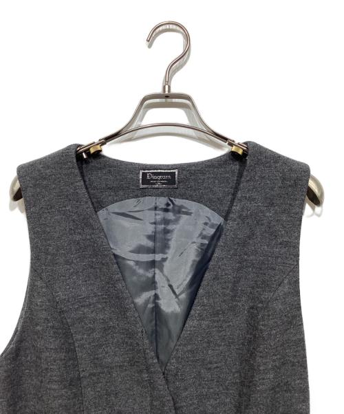 Diagram GRACE CONTINENTAL（ダイアグラム グレースコンチネンタル）Diagram GRACE CONTINENTAL (ダイアグラム グレースコンチネンタル) 2WAYロングベスト　37357128 グレー サイズ:36の古着・服飾アイテム