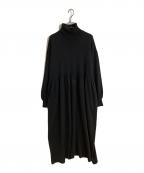 CLANEクラネ）の古着「TURTLE GATHER KNIT OP」｜ブラック