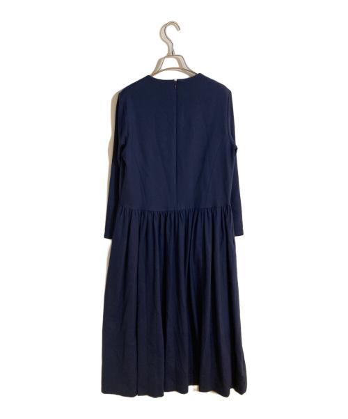 ebure（エブール）EBURE (エブール) ウールウエストギャザーワンピース ネイビー サイズ:38の古着・服飾アイテム