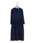 EBURE（エブール）の古着「ウールウエストギャザーワンピース」｜ネイビー