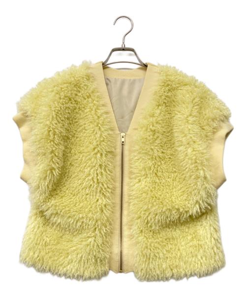 Diagram（ダイアグラム）Diagram (ダイアグラム) ニットトリミングファーベスト イエロー サイズ:36の古着・服飾アイテム