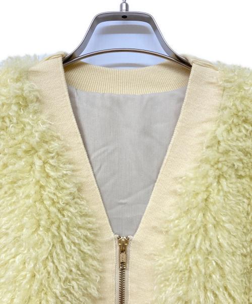 Diagram（ダイアグラム）Diagram (ダイアグラム) ニットトリミングファーベスト イエロー サイズ:36の古着・服飾アイテム