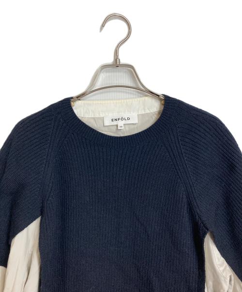 ENFOLD（エンフォルド）ENFOLD (エンフォルド) レイヤードシャツ SHIRT×KNIT PULLOVER ブラック サイズ:38の古着・服飾アイテム