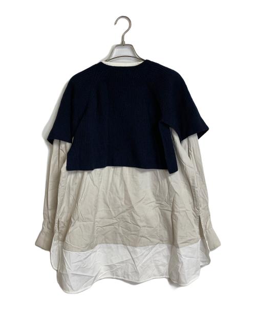 ENFOLD（エンフォルド）ENFOLD (エンフォルド) レイヤードシャツ SHIRT×KNIT PULLOVER ブラック サイズ:38の古着・服飾アイテム