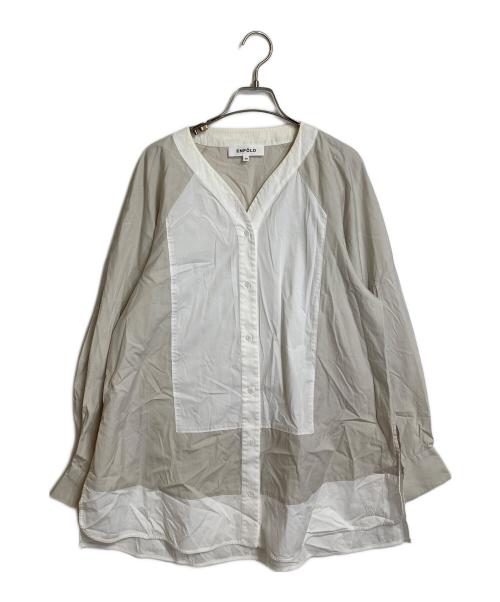 ENFOLD（エンフォルド）ENFOLD (エンフォルド) レイヤードシャツ SHIRT×KNIT PULLOVER ブラック サイズ:38の古着・服飾アイテム