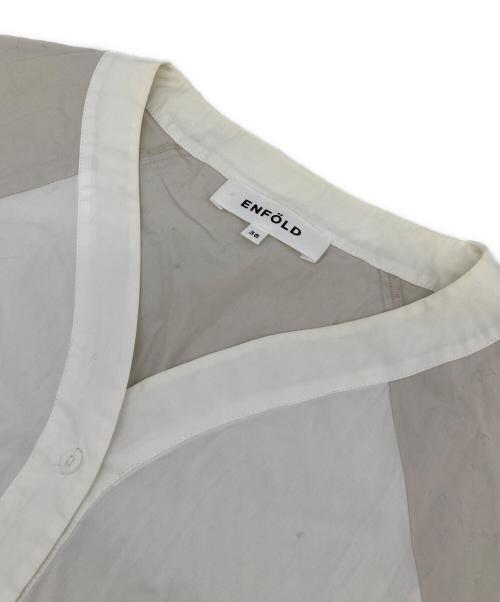 ENFOLD（エンフォルド）ENFOLD (エンフォルド) レイヤードシャツ SHIRT×KNIT PULLOVER ブラック サイズ:38の古着・服飾アイテム