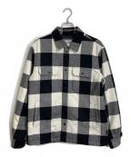 WOOLRICHウールリッチ）の古着「ALASKAN WOOL CHECK OVERSHIRT」｜ブラック×ホワイト