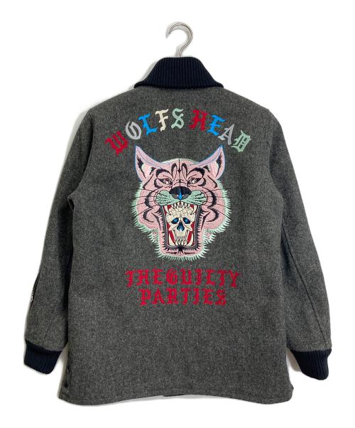 WACKO MARIA（ワコマリア）WACKO MARIA (ワコマリア) WOLF'S HEAD (ウルフズヘッド) CAR CLUB JACKET  カークラブジャケット　ウールジャケット　刺繍ジャケット　アウター　日本製 グレー サイズ:Sの古着・服飾アイテム