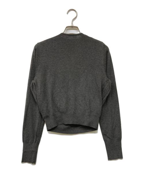 BLANC L'AUBE（ローブブラン）BLANC L'AUBE (ローブブラン) Pleats Cache-coeur Knit tops チャコールグレー サイズ:Fの古着・服飾アイテム