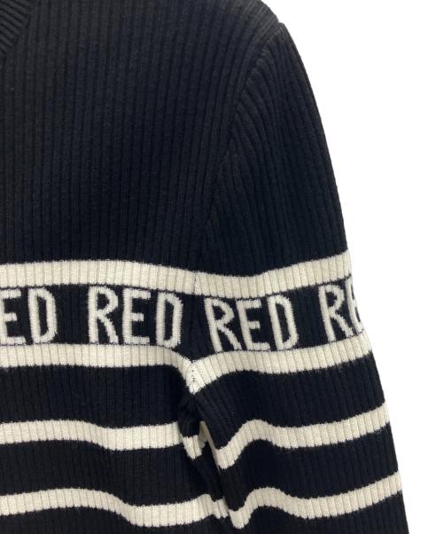 RED VALENTINO（レッドヴァレンティノ）RED VALENTINO (レッドヴァレンティノ) ボーダーリブニット ブラック サイズ:Mの古着・服飾アイテム