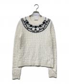 RED VALENTINOレッドヴァレンティノ）の古着「アンゴラブレンド花柄ケーブルニット」｜オフホワイト