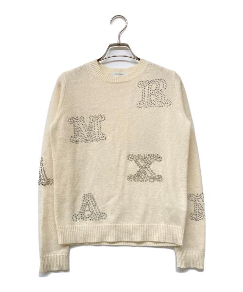 MaxMara（マックスマーラ）MaxMara (マックスマーラ) Max Mara Gram装飾カシミヤクルーネックニット オフホワイト サイズ:XSの古着・服飾アイテム