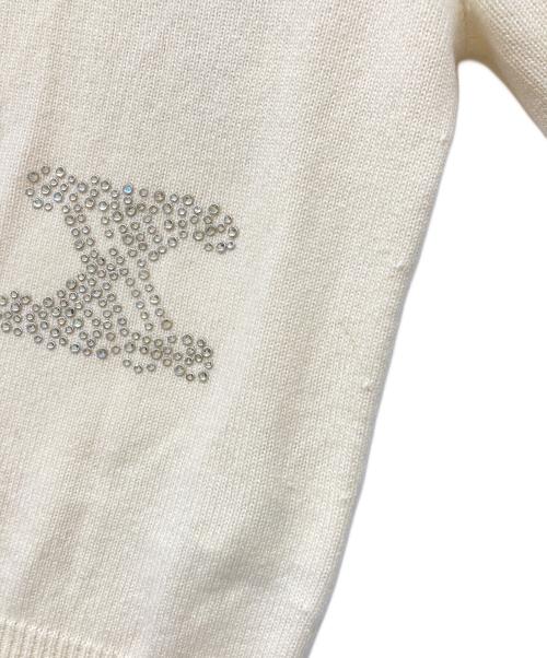 MaxMara（マックスマーラ）MaxMara (マックスマーラ) Max Mara Gram装飾カシミヤクルーネックニット オフホワイト サイズ:XSの古着・服飾アイテム