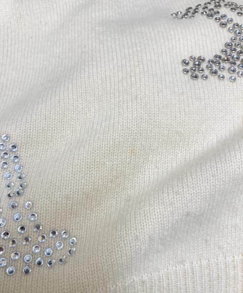 MaxMara（マックスマーラ）MaxMara (マックスマーラ) Max Mara Gram装飾カシミヤクルーネックニット オフホワイト サイズ:XSの古着・服飾アイテム