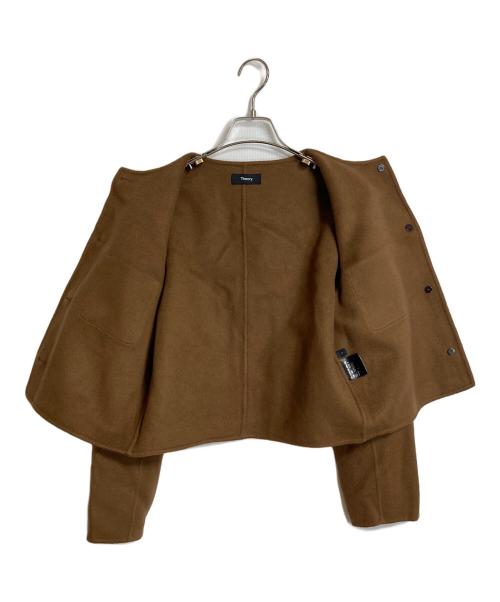 theory（セオリー）theory (セオリー) ノーカラージャケット カシミヤ混 ブラウン サイズ:2の古着・服飾アイテム