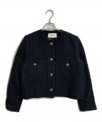 ba&shバッシュ）の古着「ノーカラーツイードジャケット」｜ブラック