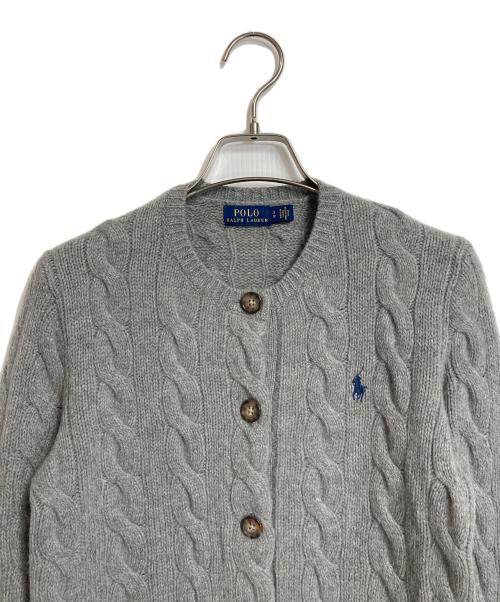 POLO RALPH LAUREN（ポロ・ラルフローレン）POLO RALPH LAUREN (ポロ・ラルフローレン) ウールカシミヤケーブルニットカーディガン グレー サイズ:Sの古着・服飾アイテム